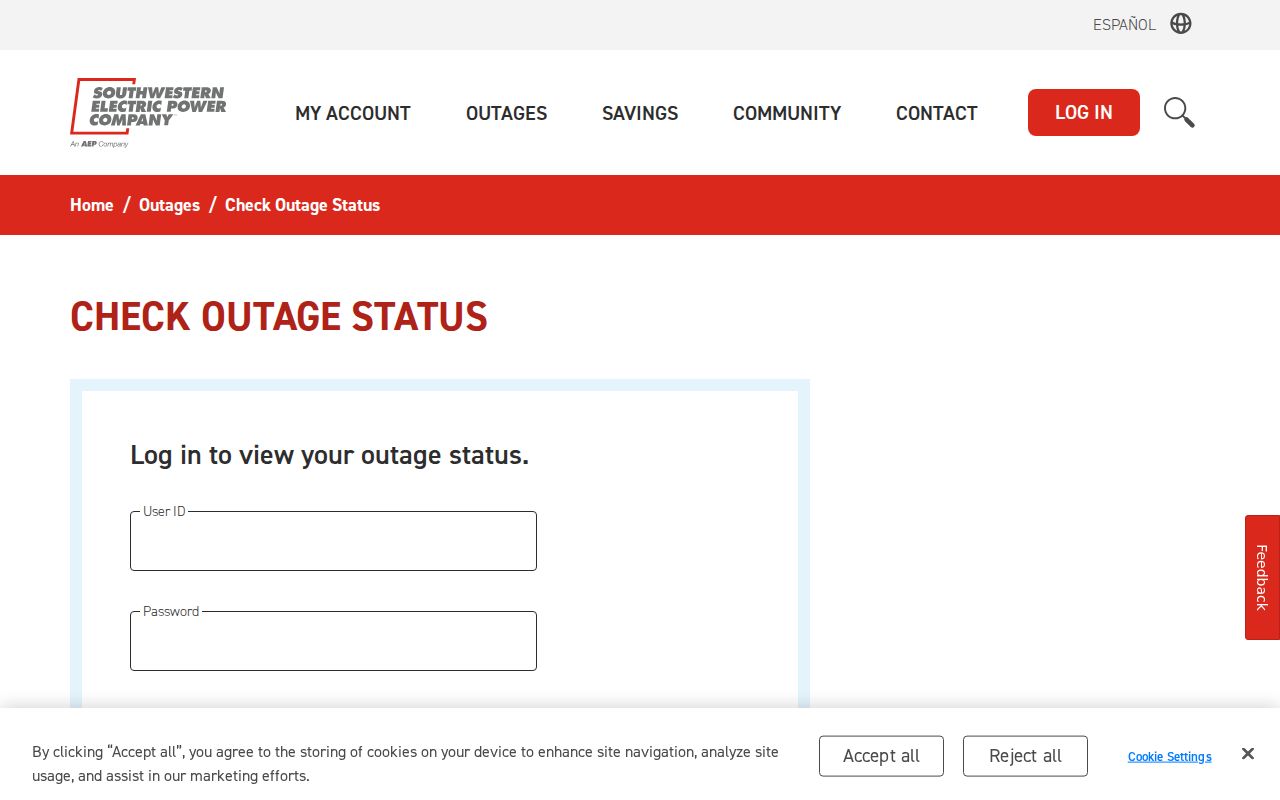 SWEPCO outage page reminding Louisiana callers to use the 811 phone code before digging